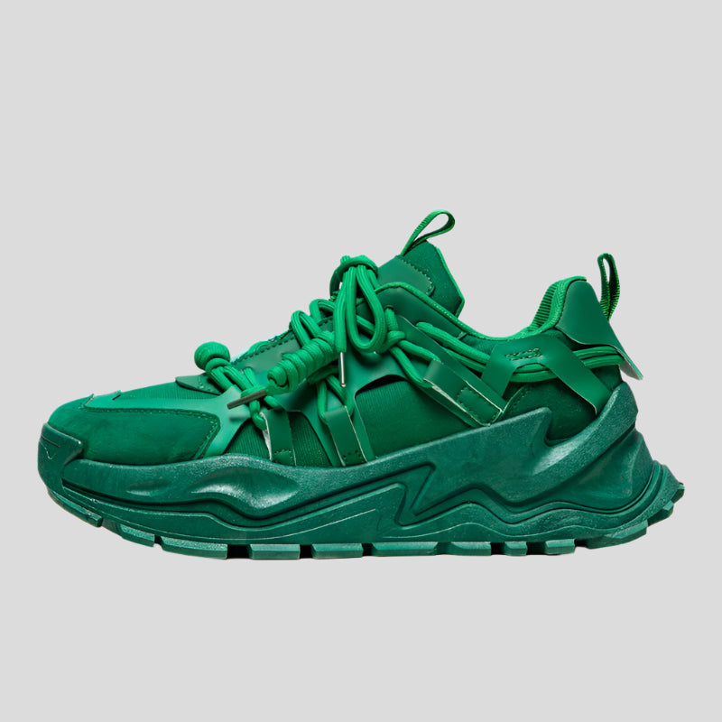 Celonox All-Green Strapped Chunky Sneakers
